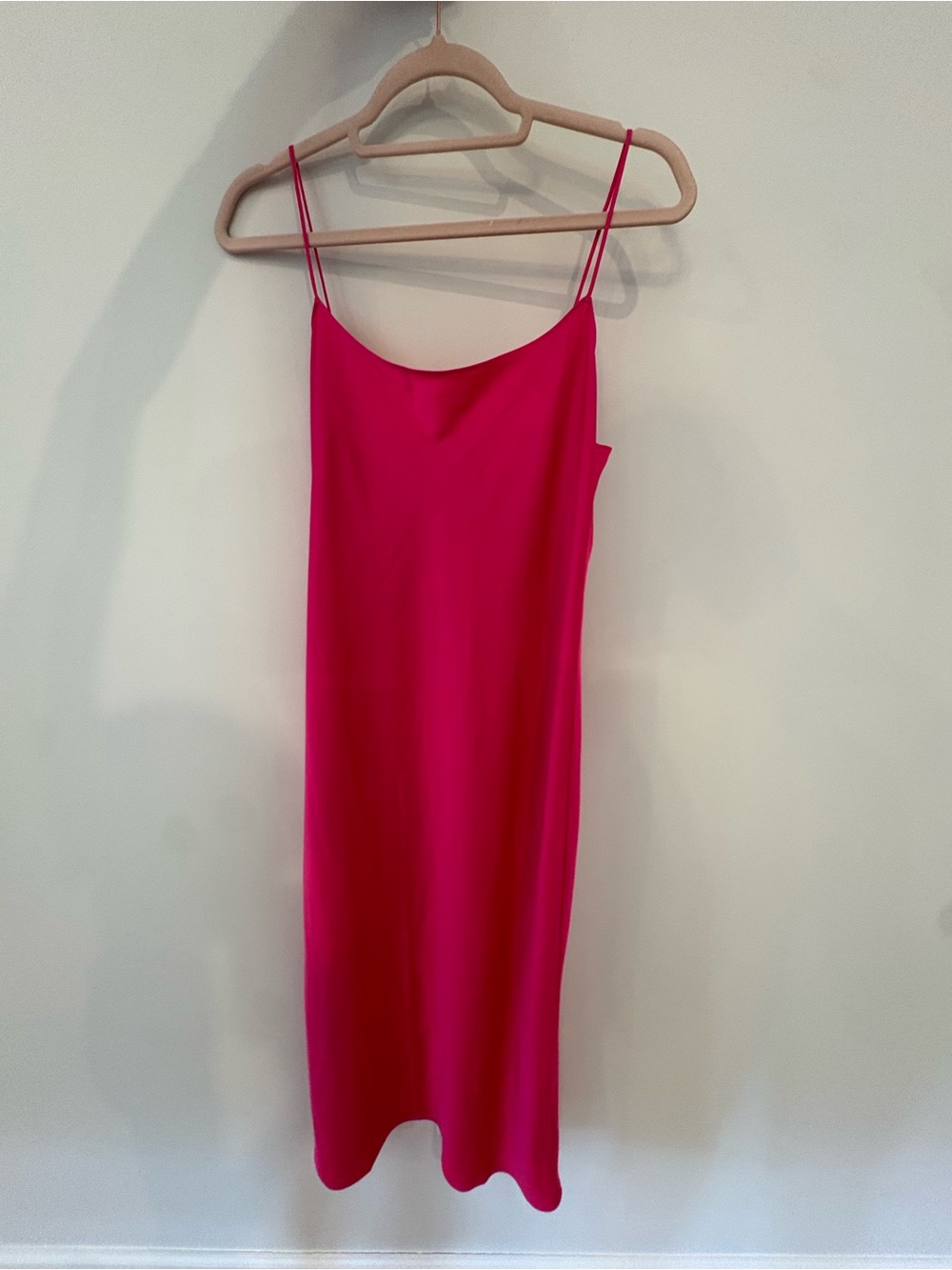 J.Crew Hot Pink Satin Slip Midi Dress Size 6 NWT